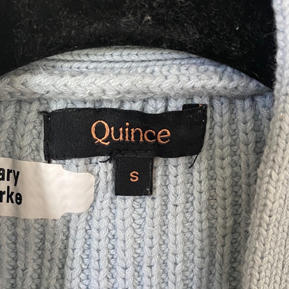 Quince Light Blue Ribbed Knit Cardigan - Picture 2 of 3